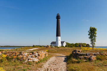 High lighthouse Sorve is the most recognizable sight on Saaremaa island in Estonia