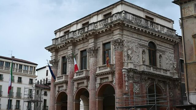 Vicenza, Veneto, Italy - Walking through the historic center of Vicenza, among the palaces and ancient monuments among unknown tourists
