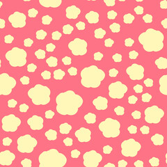Seamless floral pattern with cute cartoon color flowers, doodle vector drawing