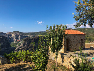 Fototapeta na wymiar Monastery of Meteora in Greece with canyon view.