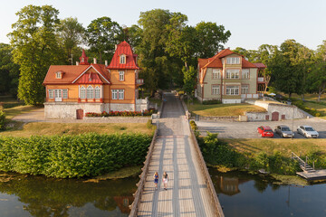 Fototapeta premium Cosy old wooden house near Kuressaare castle. Saaremaa island, Estonia.