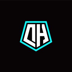 Initial D H letter with polygon modern style logo template vector