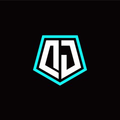 Initial D J letter with polygon modern style logo template vector