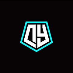 Initial D Y letter with polygon modern style logo template vector