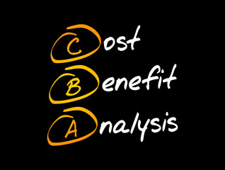 CBA - Cost-benefit Analysis acronym, business concept background
