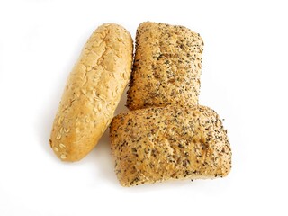 various tasty rolls with seeds for breakfast