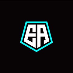 Initial E A letter with polygon modern style logo template vector
