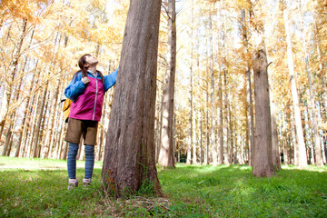 Obraz premium 山登りする女性