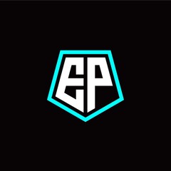 Initial E P letter with polygon modern style logo template vector