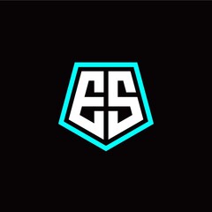 Initial E S letter with polygon modern style logo template vector
