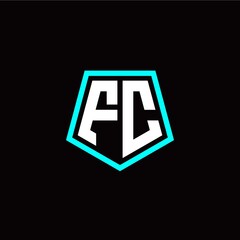 Obraz premium Initial F C letter with polygon modern style logo template vector