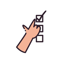 hand with president election options line and fill style icon vector design