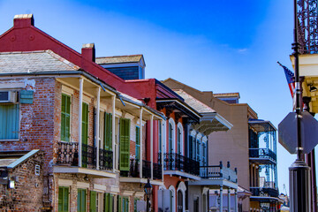 Beautiful Colored Brick and Stucco Homes Line One of the Many Streets in the French Quarter of New...