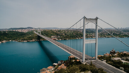 Naklejka premium İstanbul Fatih Sultan Mehmet Bridge drone shot