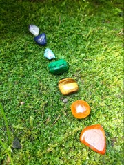 green grass and stone