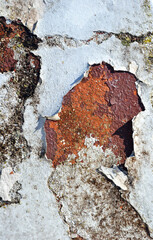 Close Up of Old Flaking Paint on Concrete Wall 