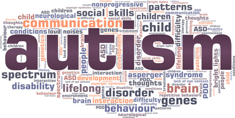 Autism vector illustration word cloud isolated on a white background.