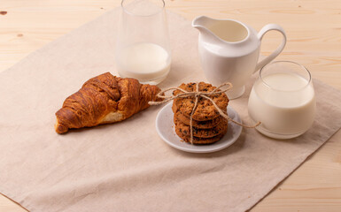 homemade oatmeal cookies on rustic background
