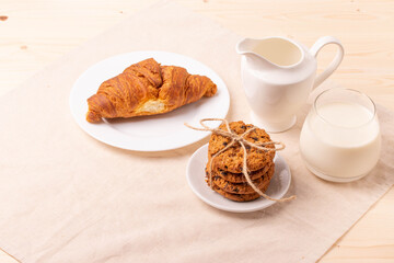 homemade oatmeal cookies on rustic background