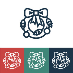 Linear vector icon with christmas wreath