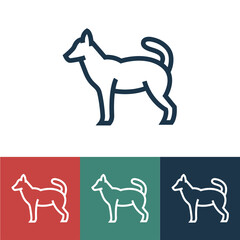 Linear vector icon with dog