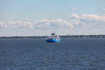SAAREMAA, ESTONIA - JUNE 29, 2019: Ferry from Virtsu to Saaremaa Island