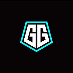 Initial G G letter with polygon modern style logo template vector