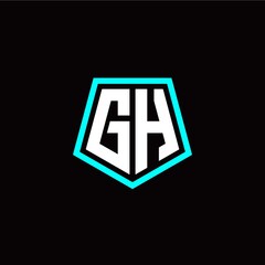 Initial G H letter with polygon modern style logo template vector