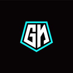 Initial G N letter with polygon modern style logo template vector