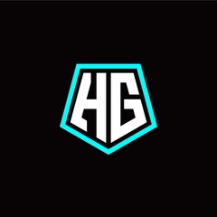 Initial H G letter with polygon modern style logo template vector