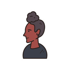 black woman with black tshirt line and fill style icon vector design