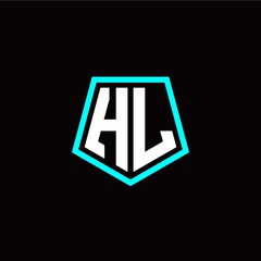 Initial H L letter with polygon modern style logo template vector
