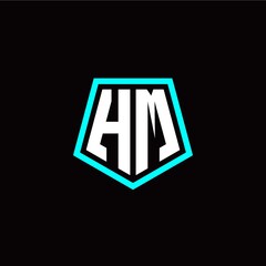 Initial H M letter with polygon modern style logo template vector