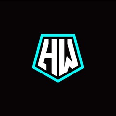 Initial H W letter with polygon modern style logo template vector
