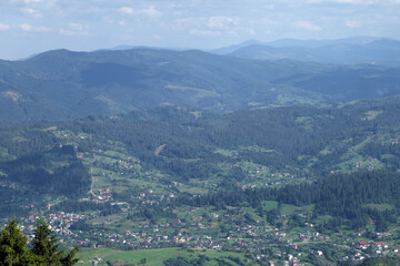 small village in the mountains in summer