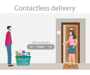 Coronavirus COVID-19 Contactless delivery People