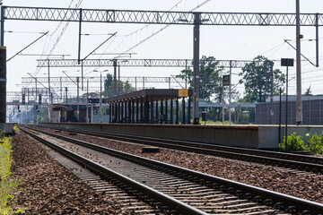 Railway tracks and station in distance view