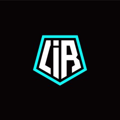 Initial I R letter with polygon modern style logo template vector