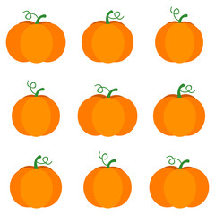 Set of pumpkins isolated on white - seamless pattern - elements for autumn design and Halloween