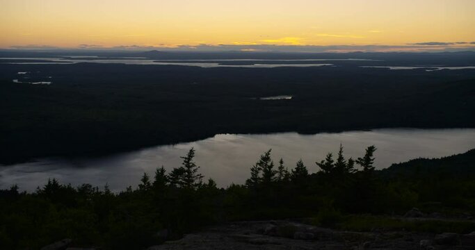 Lake And Horizon After Sunset In Acadia National Park