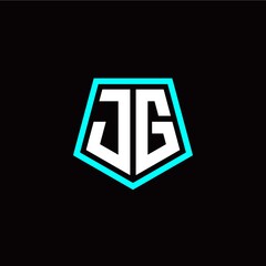 Initial J G letter with polygon modern style logo template vector