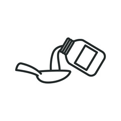 Medicine jar with spoon line style icon vector design