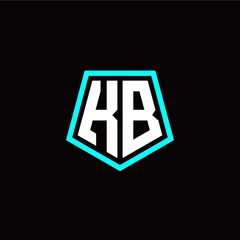 Initial K B letter with polygon modern style logo template vector