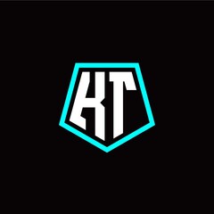 Initial K T letter with polygon modern style logo template vector