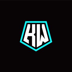 Initial K W letter with polygon modern style logo template vector
