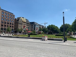 Koenigsallee (King's Avenue) at Dusseldorf city centre.This street is famous for luxury shopping. Dusseldorf, North Rhine-Westphalia / Germany.