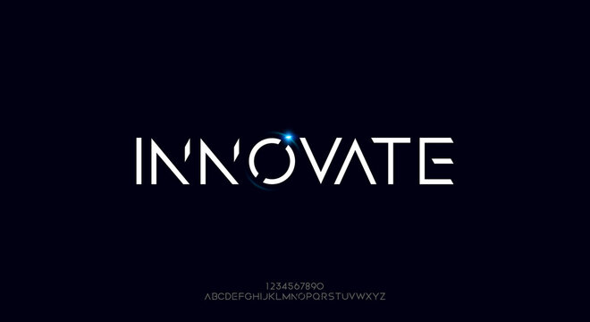 Innovate, an Abstract technology futuristic alphabet font. digital space typography vector illustration design