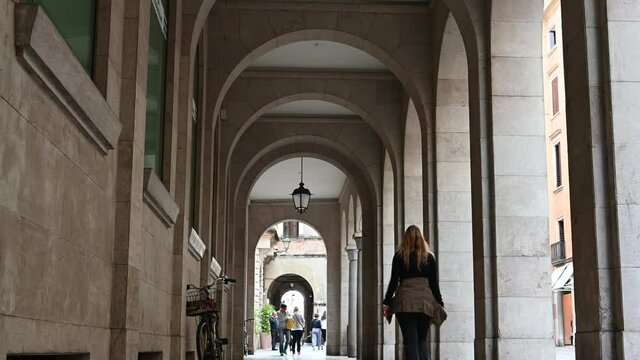 Vicenza, Veneto, Italy - Walking through the historic center of Vicenza, among the palaces and ancient monuments among unknown tourists