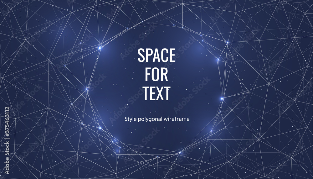Wall mural magic night sky banner for invitation card. frame template for text or photo with geometric wirefram