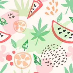 Gordijnen Summer seamless pattern with watermelon © artspace